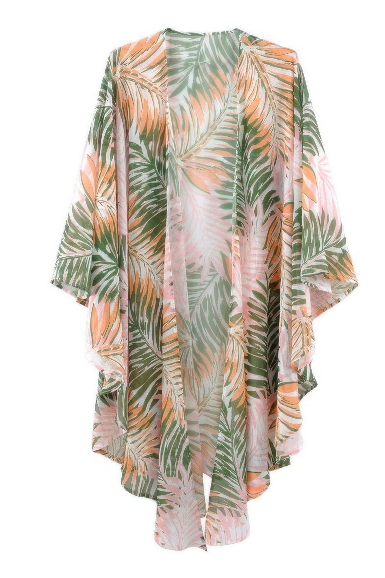 Tropical Leaves Print Shawl Cover-up - Farnelli