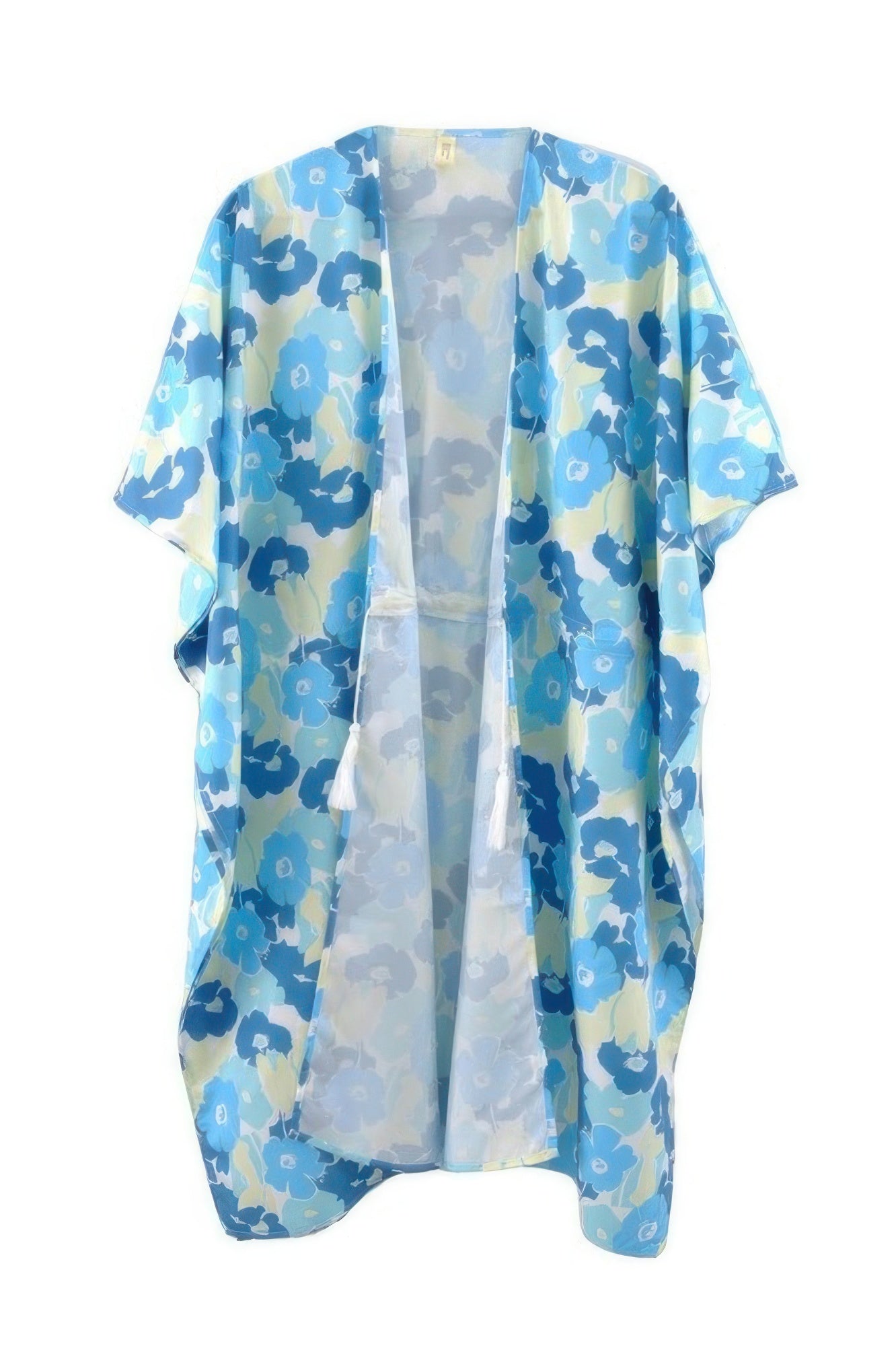 Flower Print Self-tie Drawstring Open Front Cover - Farnelli