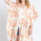 Flower Print Self-tie Drawstring Open Front Cover - Farnelli