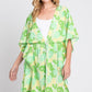 Flower Print Self-tie Drawstring Open Front Cover - Farnelli
