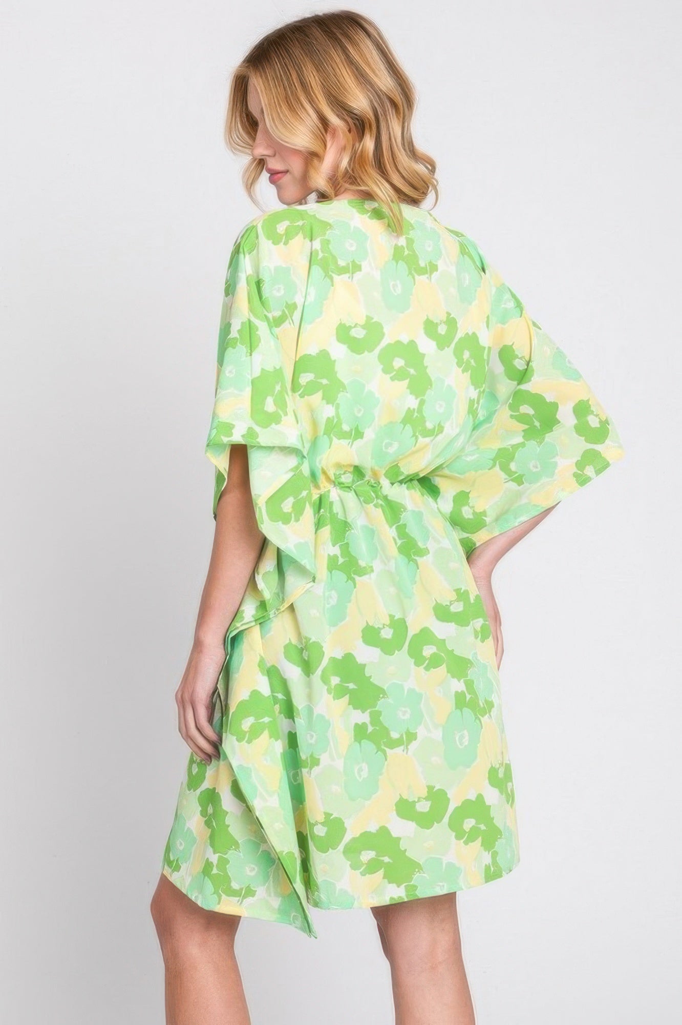 Flower Print Self-tie Drawstring Open Front Cover - Farnelli