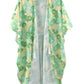 Flower Print Self-tie Drawstring Open Front Cover - Farnelli