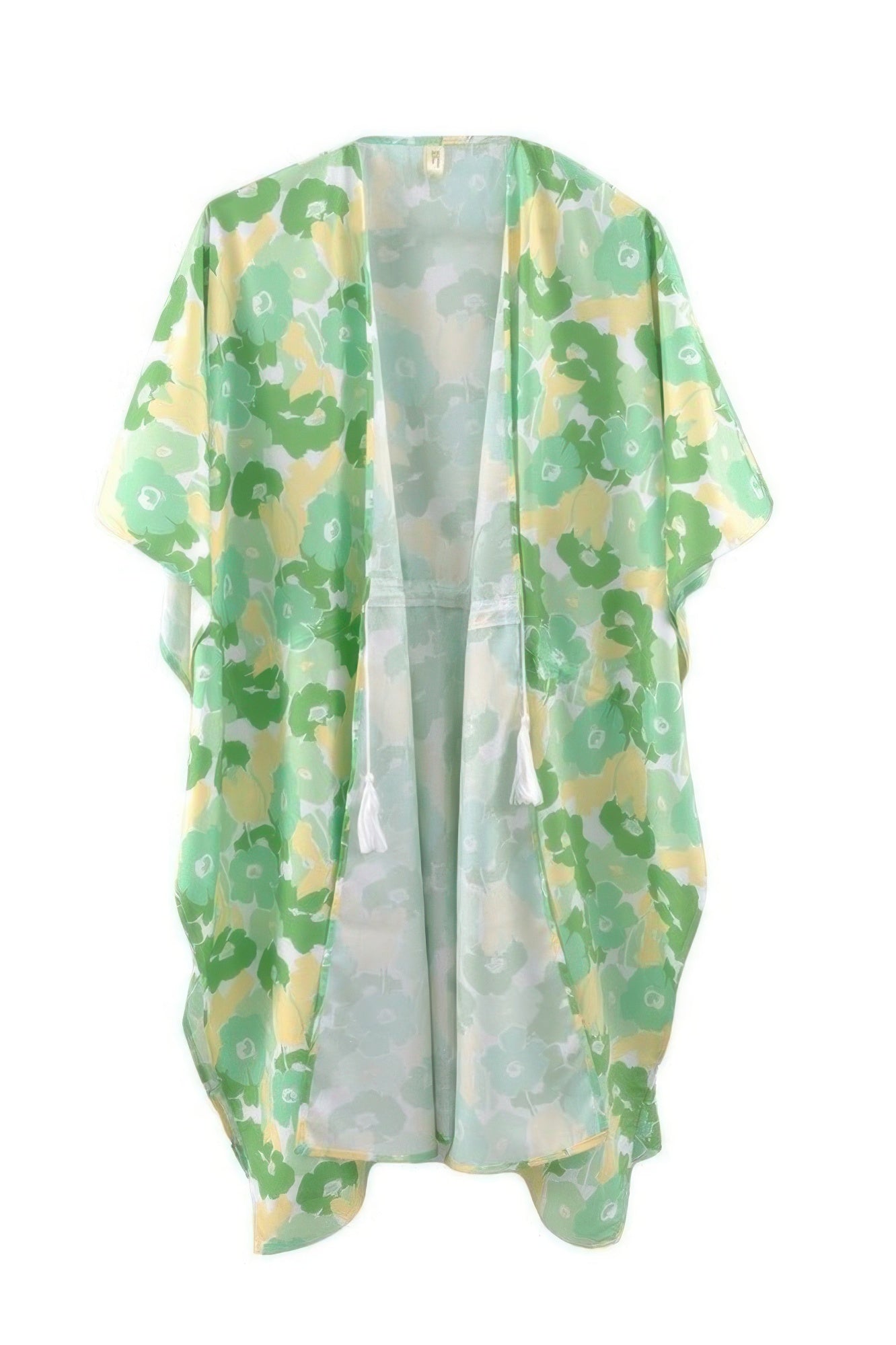 Flower Print Self-tie Drawstring Open Front Cover - Farnelli