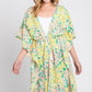 Flower Print Self-tie Drawstring Open Front Cover - Farnelli