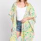 Flower Print Self-tie Drawstring Open Front Cover - Farnelli