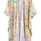 Flower Print Self-tie Drawstring Open Front Cover - Farnelli
