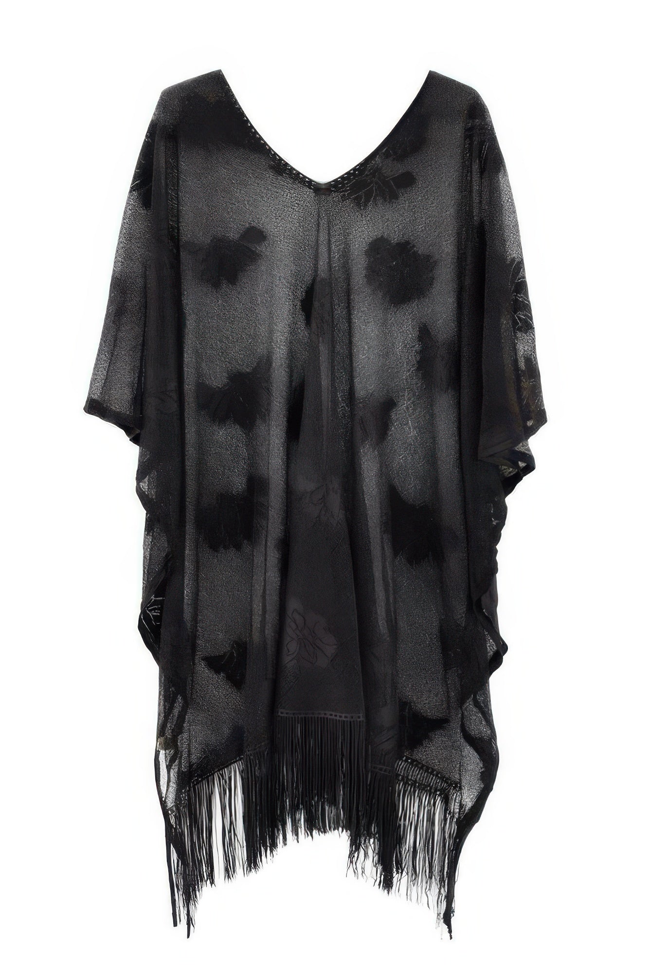 Floral Lace Poncho With Tassel - Farnelli