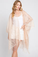 Floral Lace Kimono With Tassel - Farnelli
