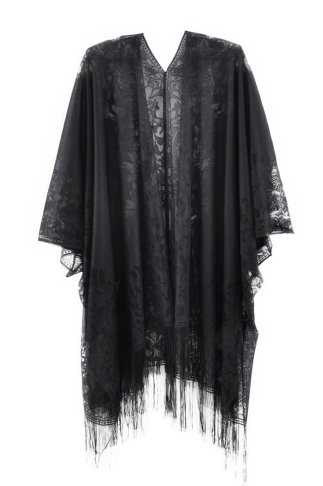 Floral Lace Kimono With Tassel - Farnelli