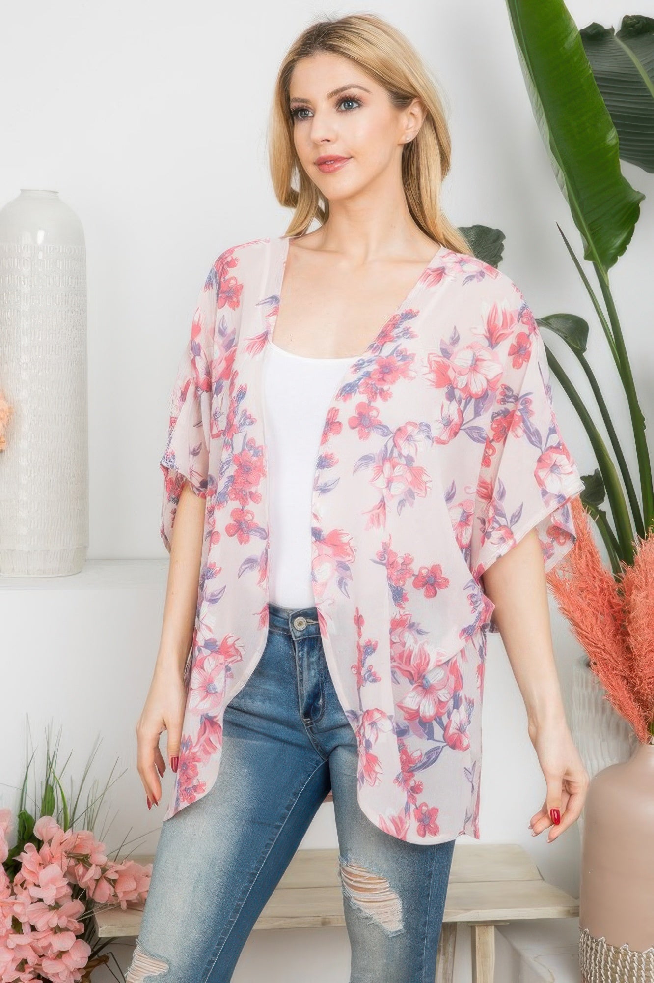 Flower Print Kimono - Farnelli