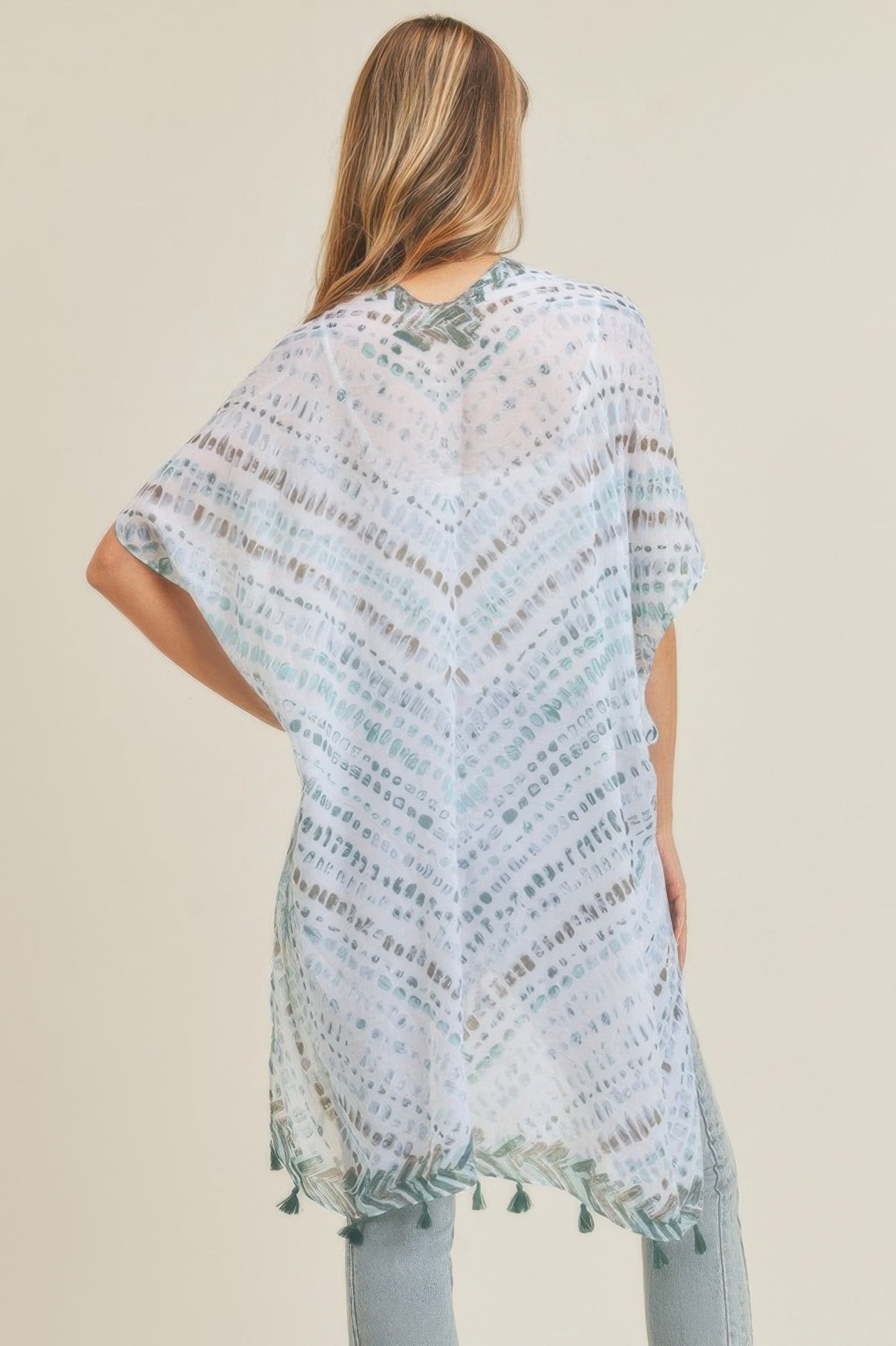 Multi Dash Pattern Tassel Kimono - Farnelli