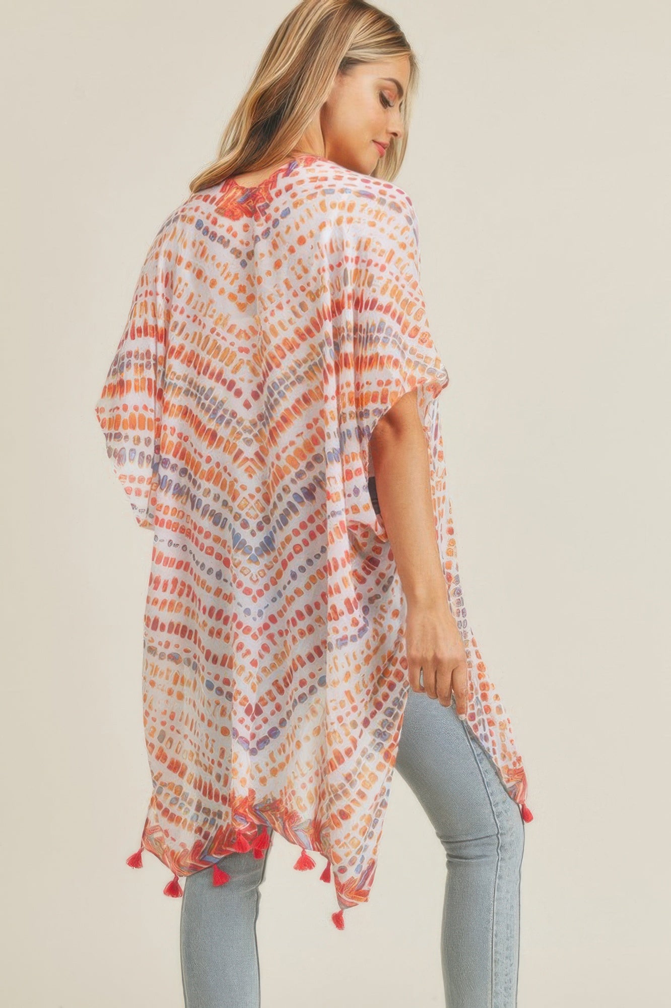 Multi Dash Pattern Tassel Kimono - Farnelli