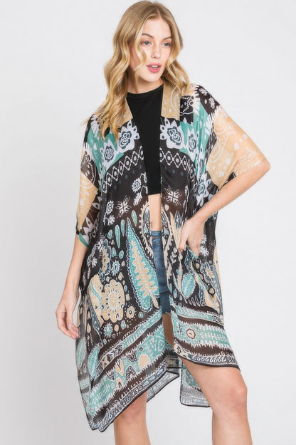 Geometric Boho Print Kimono - Farnelli