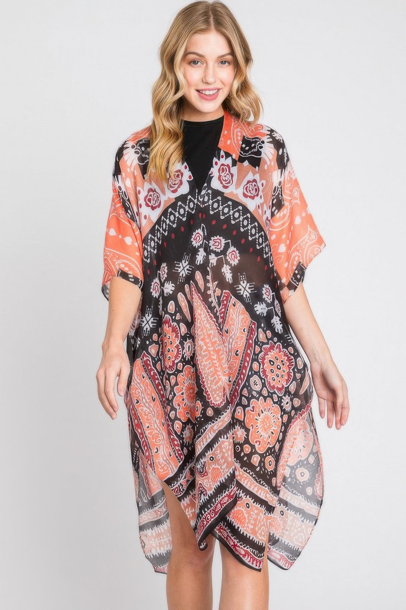 Geometric Boho Print Kimono - Farnelli