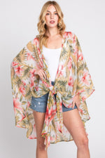 Tropical Flower Leaves Print Shawl Cover-up - Farnelli
