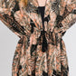 Tropical Leaves Print Self-tie Drawstring Cover Up - Farnelli