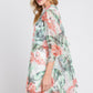 Ruffle Lined Tropical Flamingo Print Open Front - Farnelli