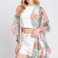 Ruffle Lined Tropical Leaves Print Open Frontcover - Farnelli