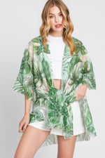 Ruffle Lined Tropical Leaves Print Open Frontcover - Farnelli