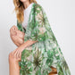 Ruffle Lined Tropical Leaves Print Open Frontcover - Farnelli