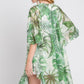 Ruffle Lined Tropical Leaves Print Open Frontcover - Farnelli