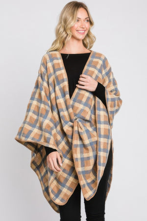 Plaid Pattern Ruana - Farnelli