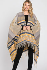 Aztec Pattern Fringe Ruana - Farnelli