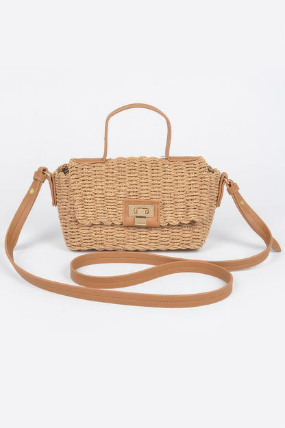 Faux Straw Top Handle Bag - Farnelli