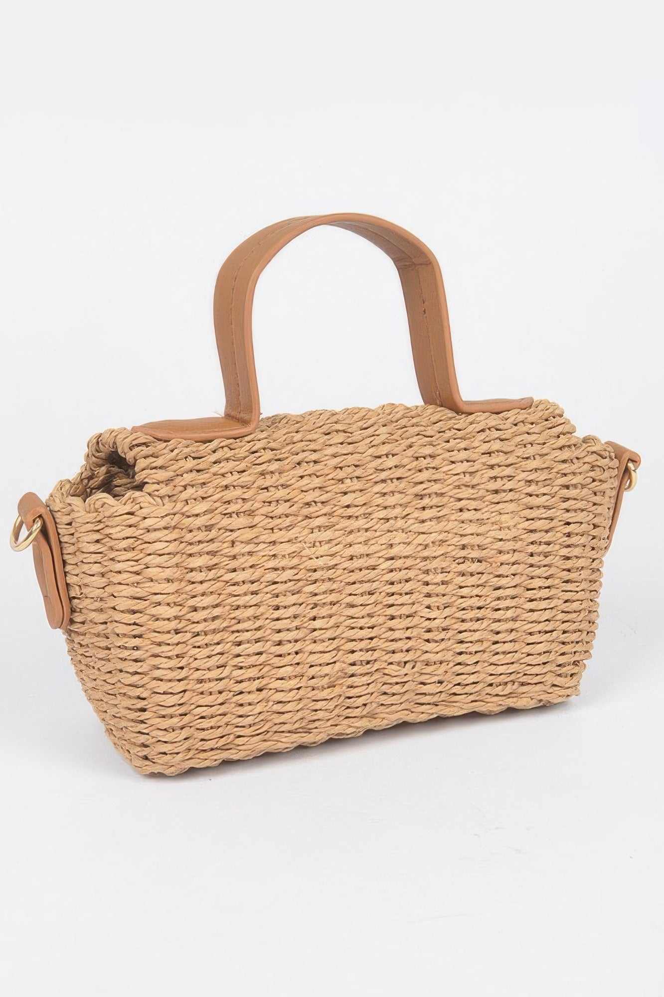 Faux Straw Top Handle Bag - Farnelli