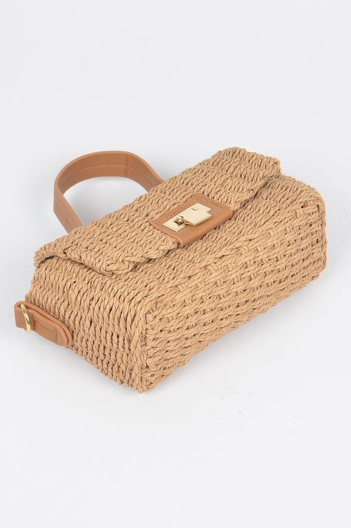 Faux Straw Top Handle Bag - Farnelli
