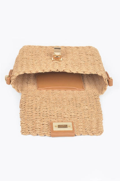 Faux Straw Top Handle Bag - Farnelli