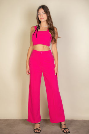 Solid Tank Top & Wide Leg Pants - Farnelli