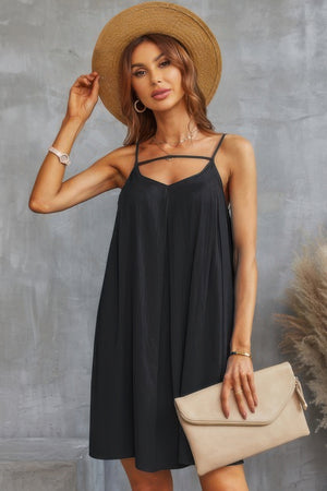 Sleeveless A Line Spaghetti Strap Dress - Farnelli