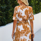 Tie Dye Swiss Dot V Neck Wrap Dress - Farnelli