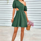 One Shoulder Puff Sleeve Fit Flare Short Dress - Farnelli