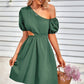 One Shoulder Puff Sleeve Fit Flare Short Dress - Farnelli