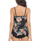 Sleeveless Strappy Floral Print Split Swimsuit Set - Farnelli
