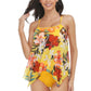 Sleeveless Strappy Floral Print Split Swimsuit Set - Farnelli