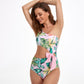 Solid One Shoulder Cut Out Waist Knot Swimsuit - Farnelli