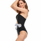 Solid One Shoulder Cut Out Waist Knot Swimsuit - Farnelli