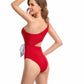 Solid One Shoulder Cut Out Waist Knot Swimsuit - Farnelli