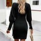 Slim Fit Rhombus Pattern Slim Wrap Hip Knit Dress - Farnelli
