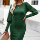 Slim Fit Rhombus Pattern Slim Wrap Hip Knit Dress - Farnelli