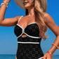 Contrast Trim Knot Front Cut One Piece Swimsuit - Farnelli