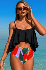 Ruffle Top High Waisted Bottom Tankini Swimsuit - Farnelli
