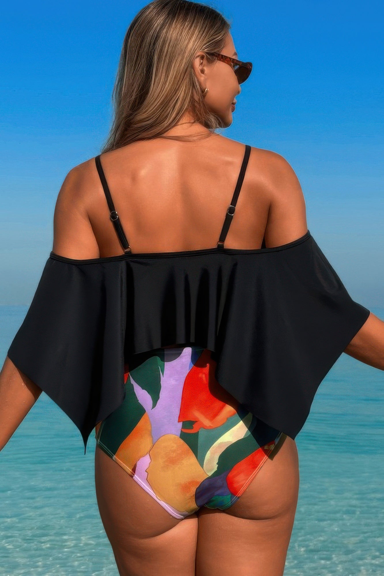 Ruffle Top High Waisted Bottom Tankini Swimsuit - Farnelli