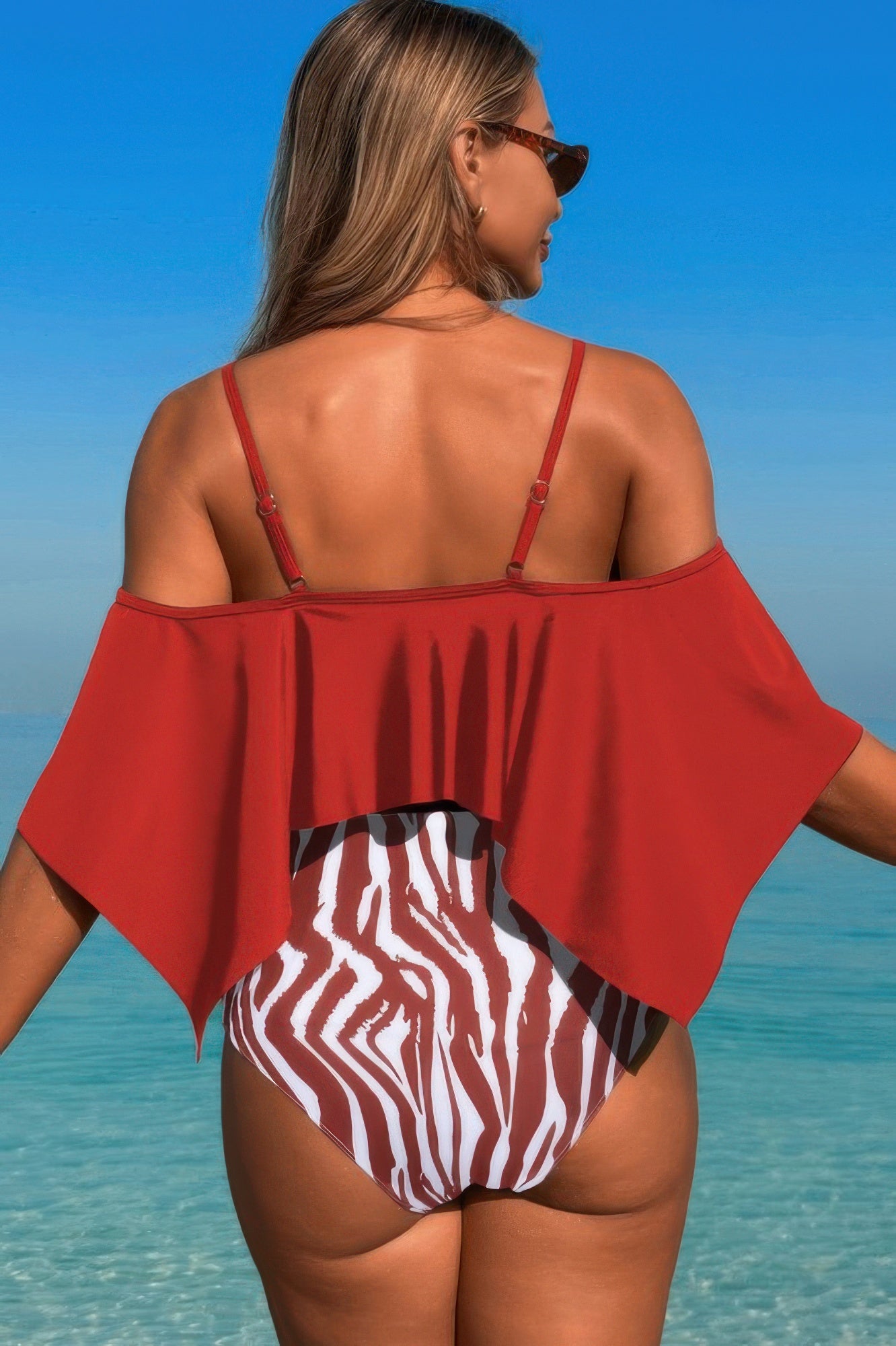 Ruffle Top High Waisted Bottom Tankini Swimsuit - Farnelli