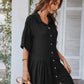 V Neck Solid Tunic Dress - Farnelli