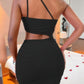 One Shoulder Sleeveless Cutout Bodycon Dress - Farnelli