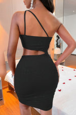 One Shoulder Sleeveless Cutout Bodycon Dress - Farnelli